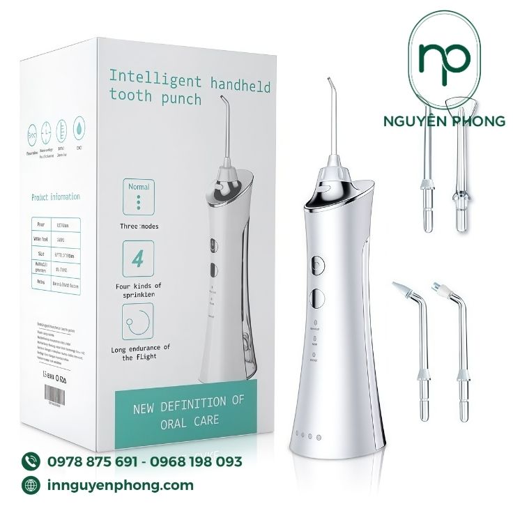 Mâu in hộp đựng máy tăm nước đơn giản 